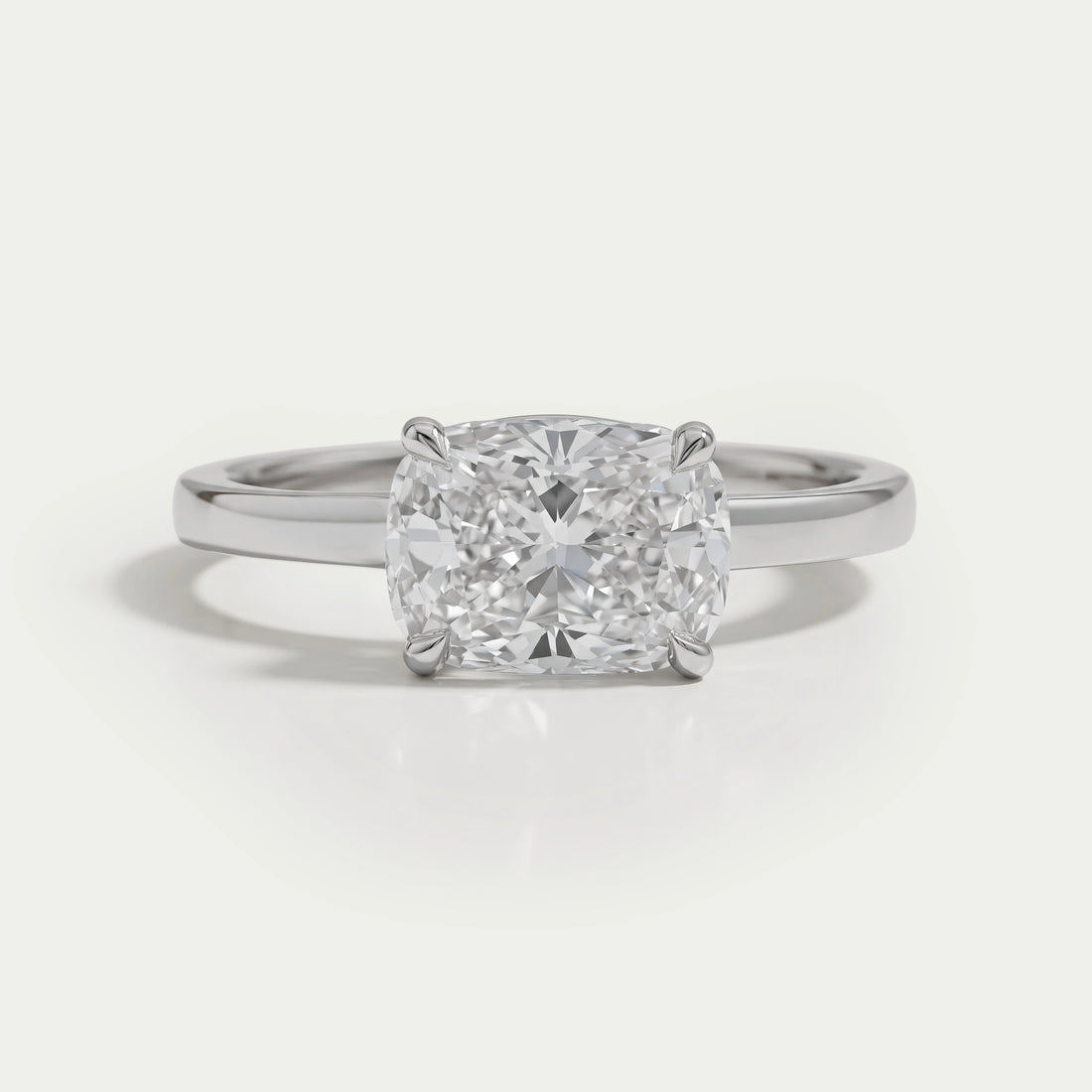 East West Cushion Diamond Solitaire Engagement Ring Rings