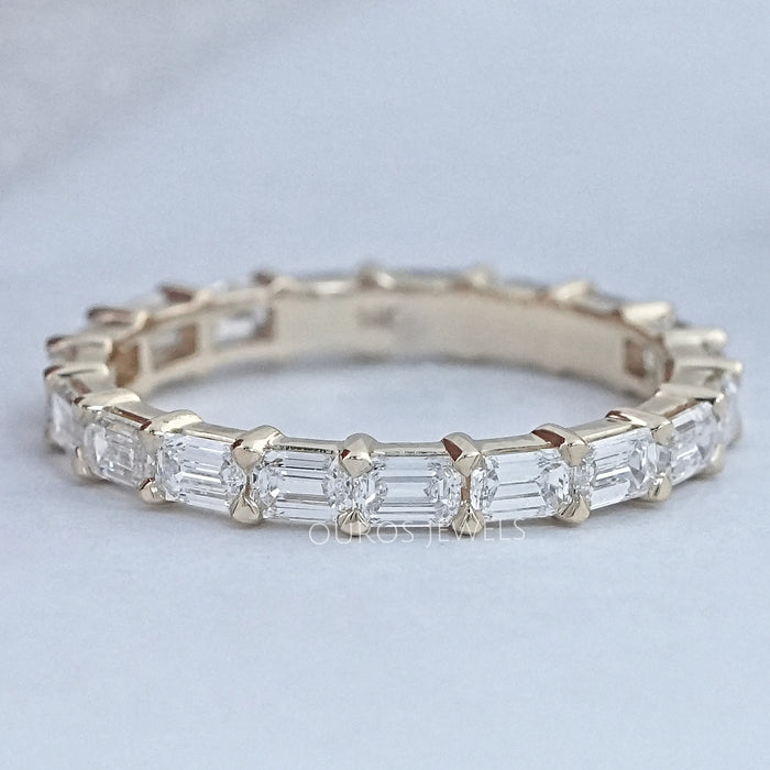 East West Emerald Lab Diamond Eternity Band Ring