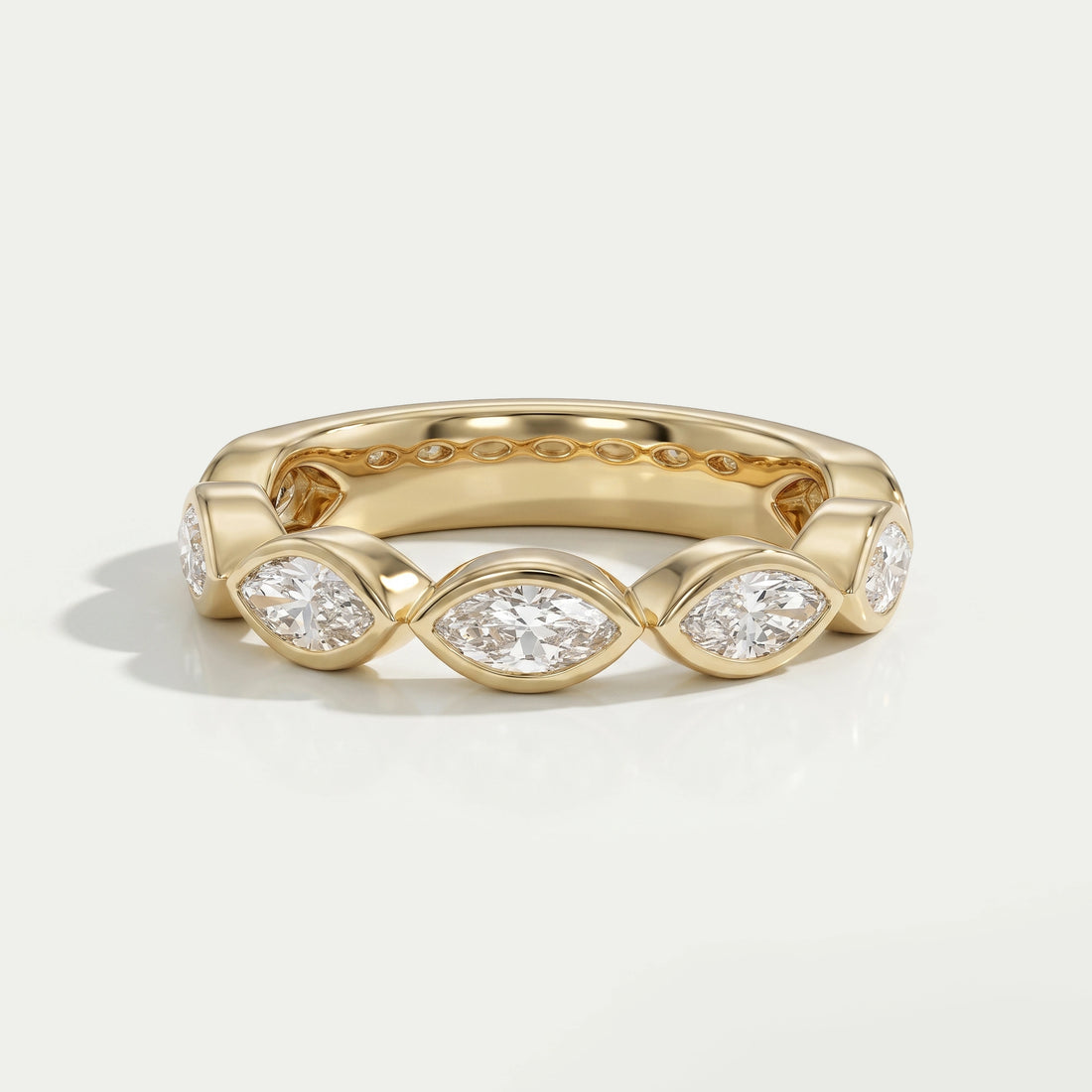 East West Marquise Diamond Bezel Set Half Eternity Band Ring