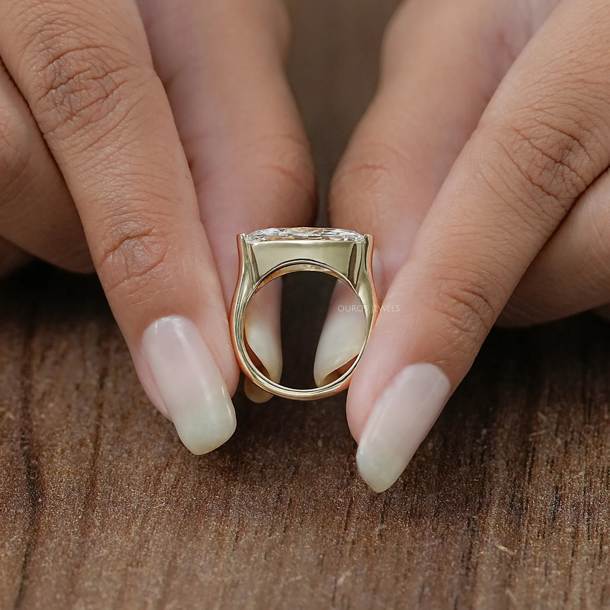 East West Moval Cut Diamond Engagement Ring Ring