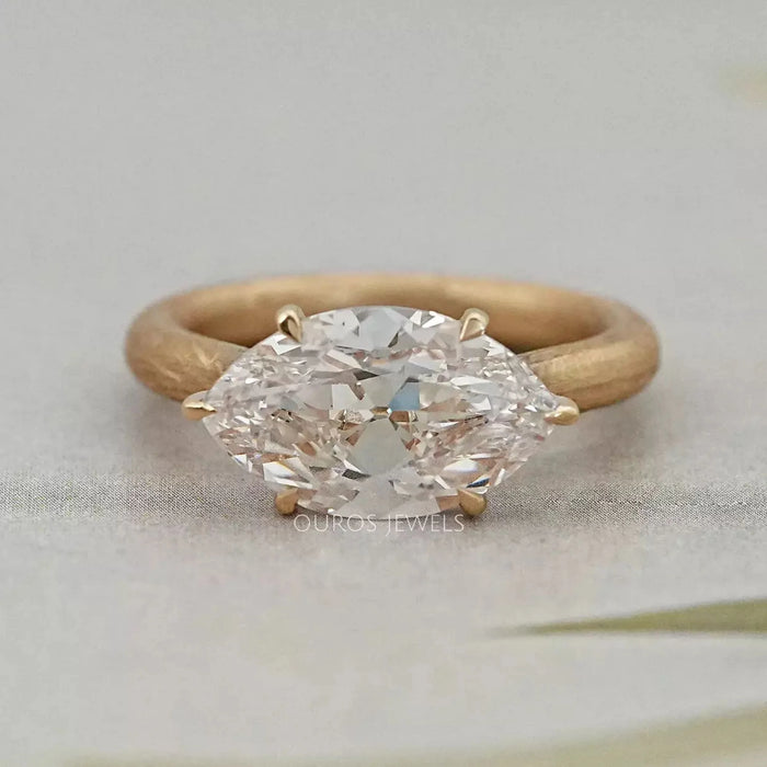 East West Old Mine Moval Lab Diamond Engagement Ring Ring