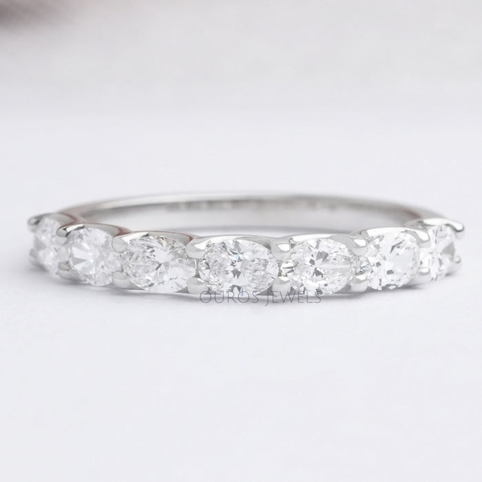 East West Oval Cut Lab Grown Diamond Wedding Band Rings