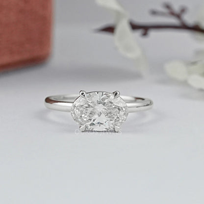 East West Oval Diamond Solitaire Engagement Ring