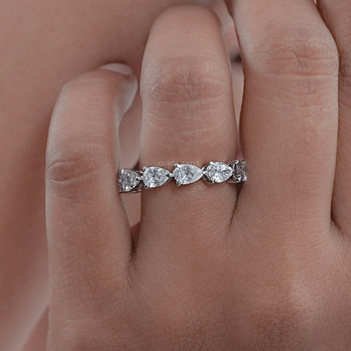 East West Pear Cut Lab Diamond Full Eternity Band