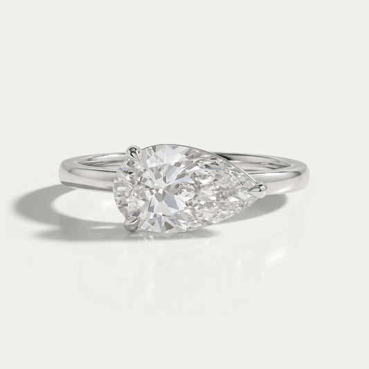 East West Pear Diamond Solitaire Engagement Ring Rings
