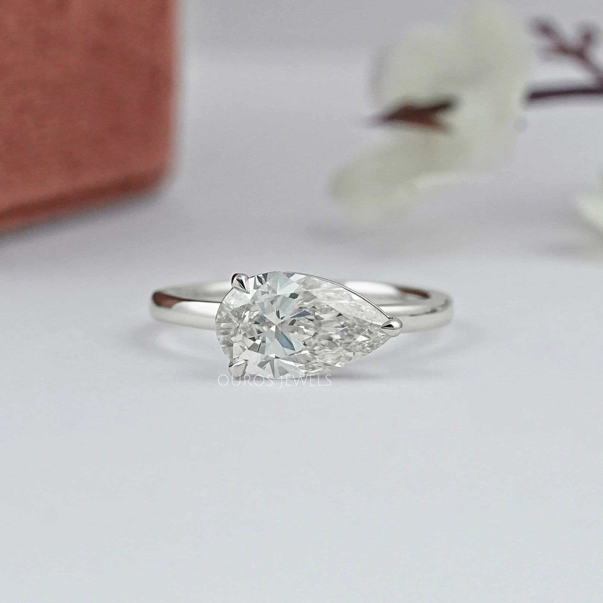 East West Pear Diamond Solitaire Engagement Ring