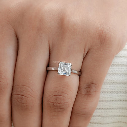 Asscher Cut Solitaire Diamond Engagement Ring Rings