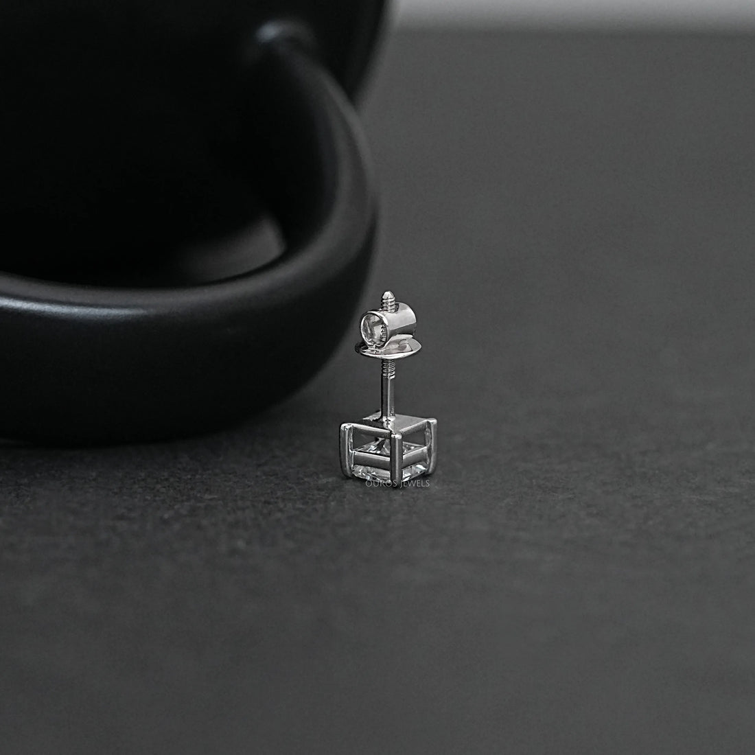 Princess Cut Solitaire Stud Earrings For Men Earring