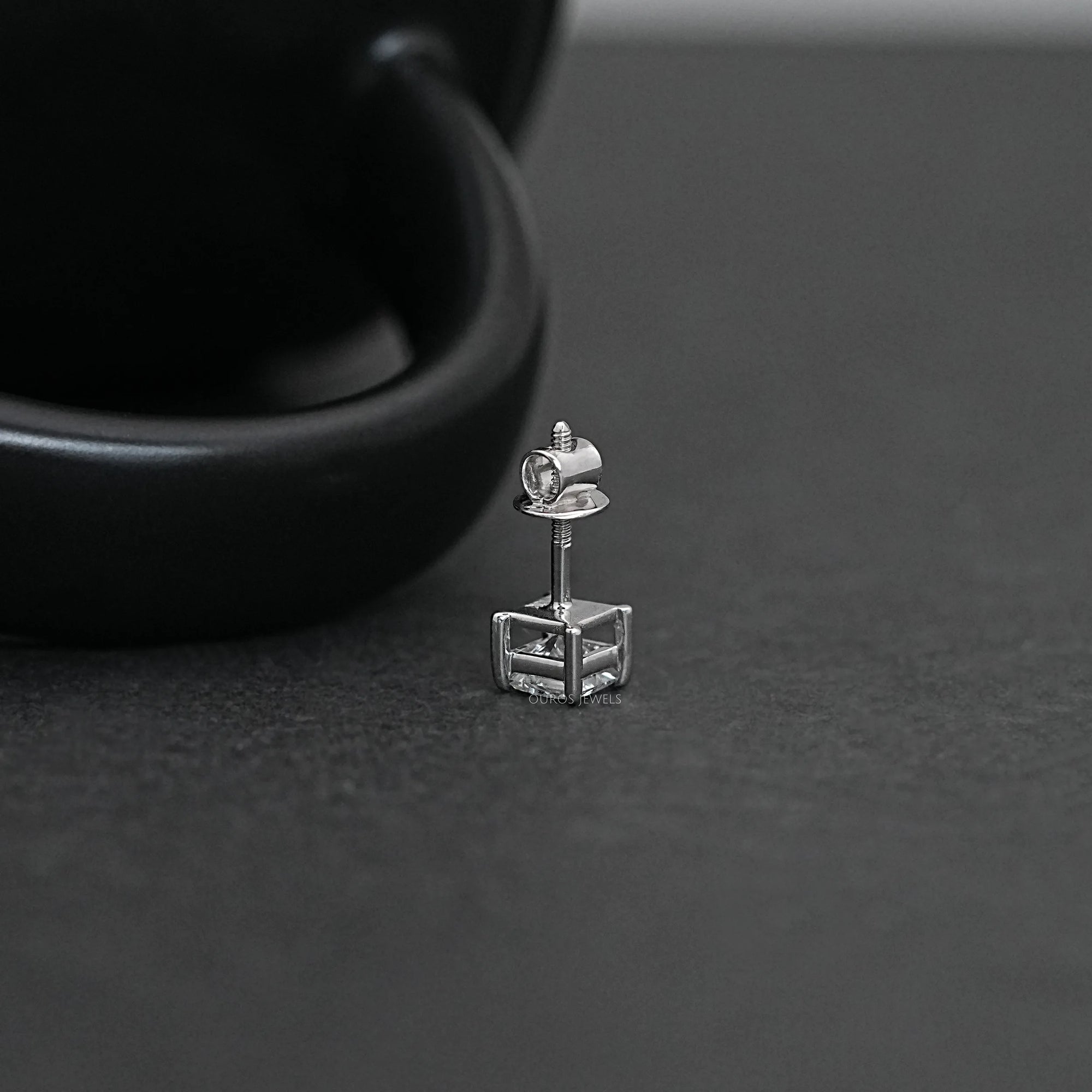 Princess Cut Solitaire Stud Earrings For Men Earring
