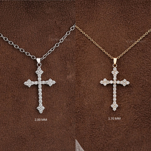 Round Diamond Cross Pendant Necklaces