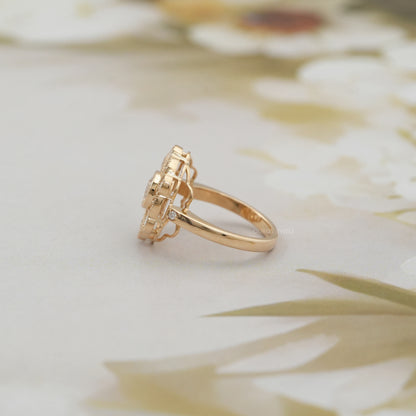 Vintage Old European Round Cut Flower Style Ring Ring