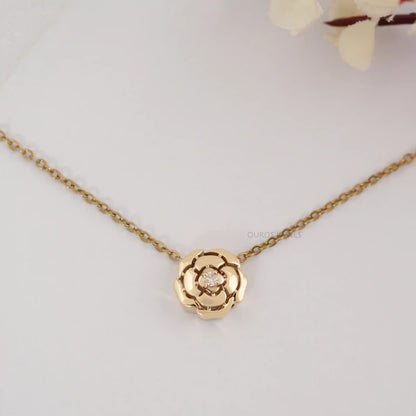 Chanel Camellia Flower Round Diamond Necklace Necklaces