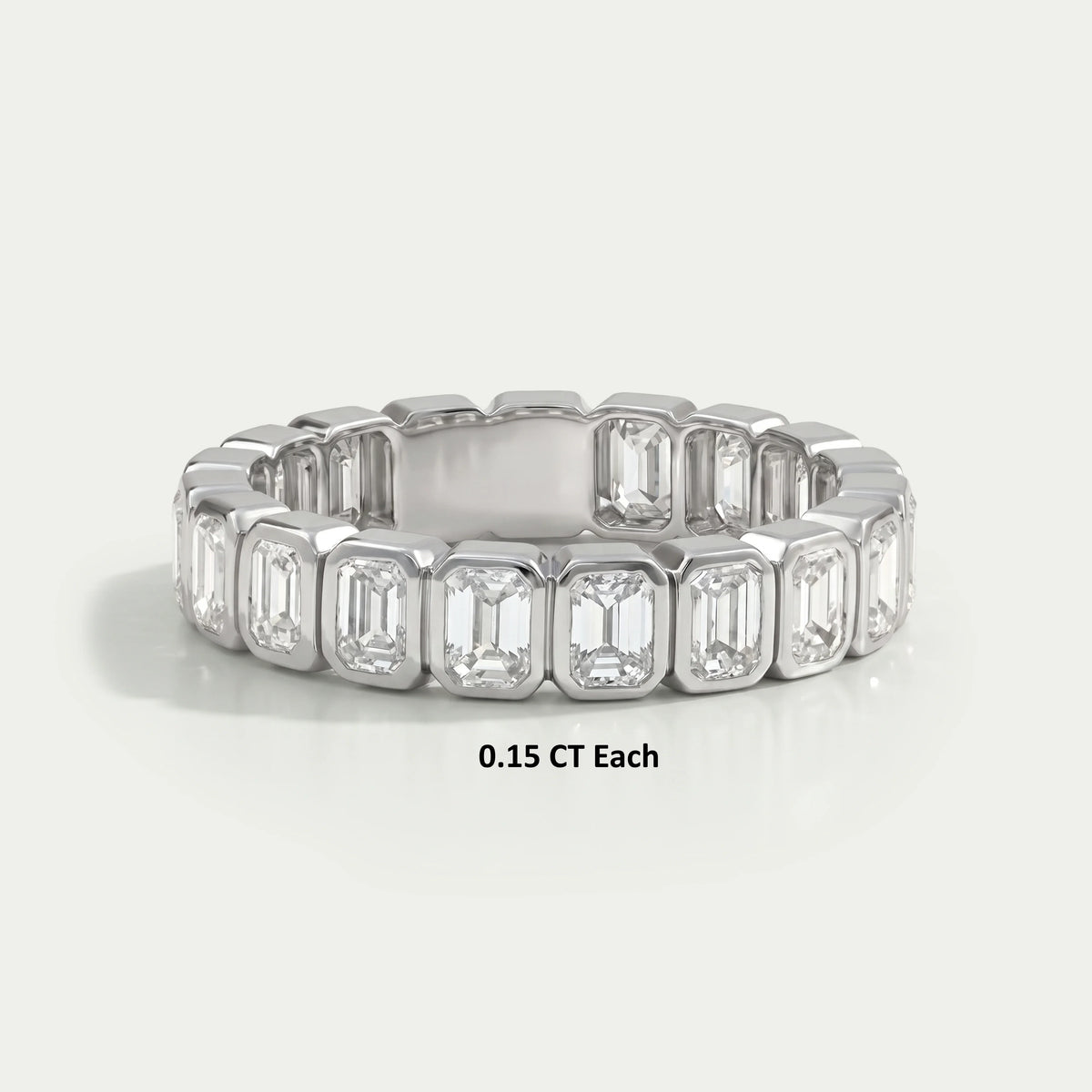 Bezel Set Emerald Cut Full Eternity Wedding Band