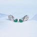 Green Emerald And Pear Diamond Cluster Earrings