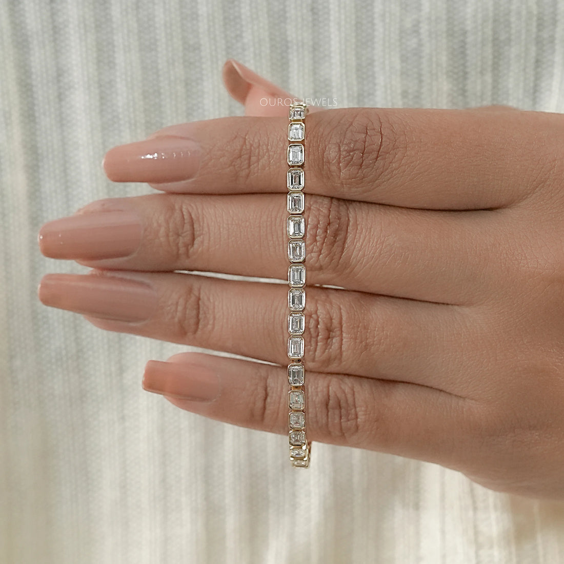 East West Emerald Cut Lab Grown Diamond Tennis Bracelet Bracelet