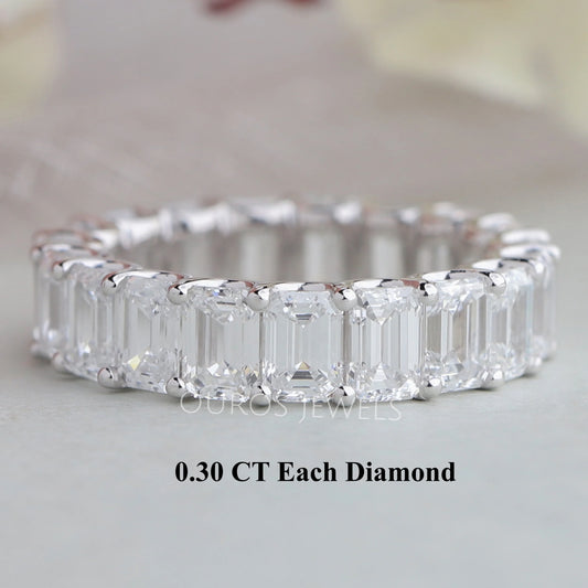 Emerald Cut Lab Diamond Full Eternity Wedding Band