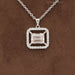 Emerald Cut Lab Grown Diamond Halo Pendant Necklaces