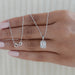 Emerald Cut Lab Grown Diamond Halo Pendant Necklaces