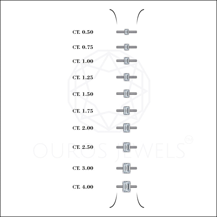 IGI Certified Emerald Cut Diamond Solitaire Accent Ring Rings