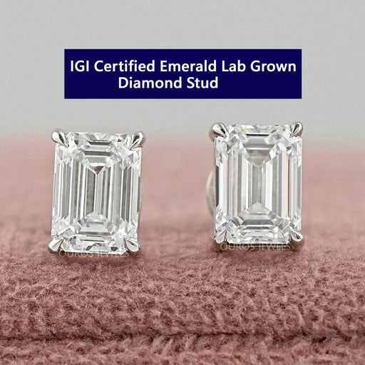 Emerald Cut Lab Grown Diamond Stud Earrings Earring