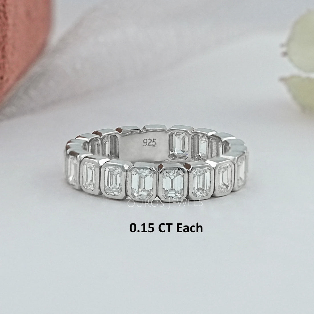 Bezel Set Emerald Cut Full Eternity Wedding Band