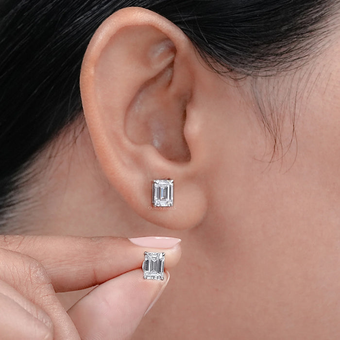 Emerald Cut Lab Grown Diamond Stud Earrings Earring