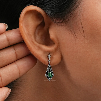 Black Enamel Flush Set Drop Earrings Earring