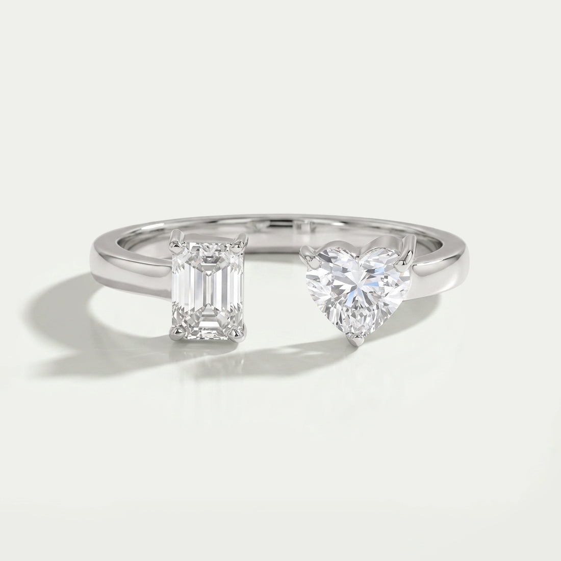 Emerald & Heart Cut Lab Grown Diamond Toi Et Moi Ring