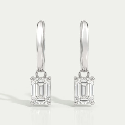 Emerald Lab Diamond Dangle Hoop Earrings