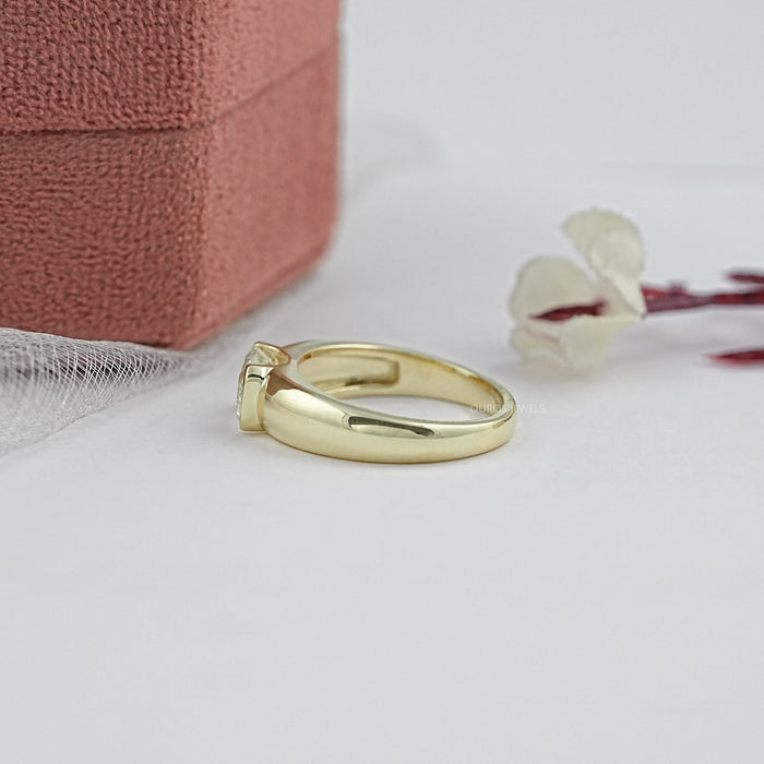 East West Emerald Lab Diamond Wide Band Ring