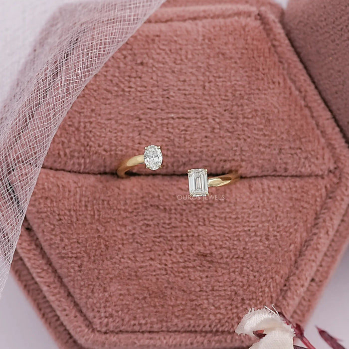 Two Stone Lab Diamond Open Cuff Ring Ring