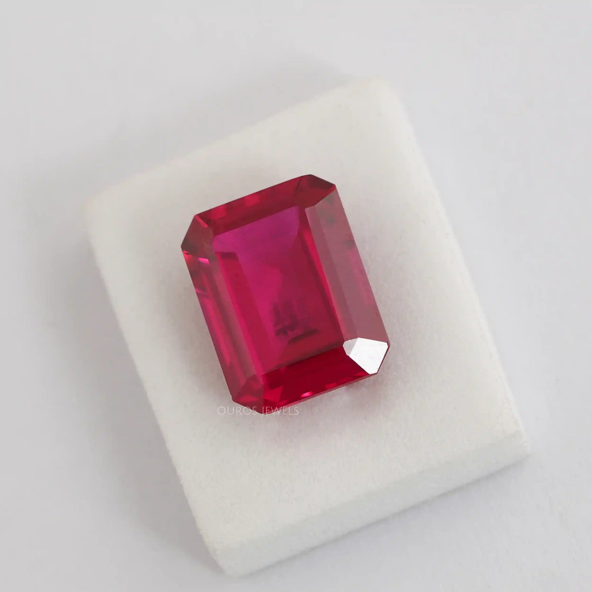 Emerald Shape Light Red Ruby Gemstone