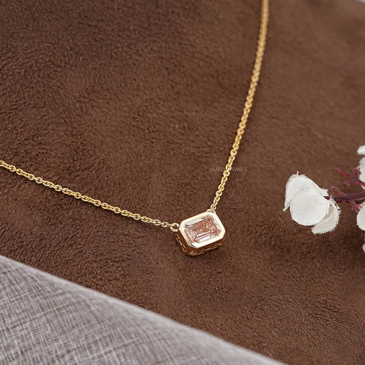 Bezel Set Pink Emerald Solitaire Pendant Necklaces