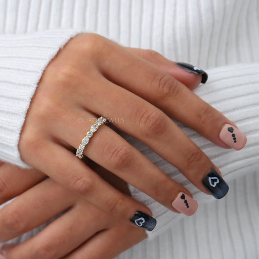 Oval And Round Cut Lab Grown Diamond Eternity Band Rings