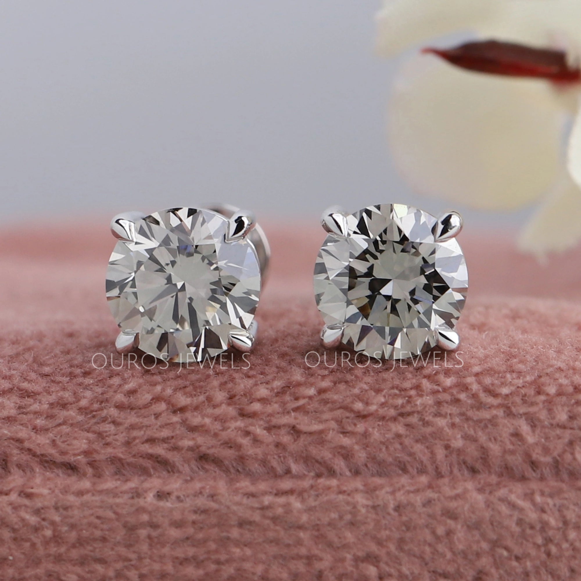 Olive Round Cut Lab Diamond Stud Earrings Earring