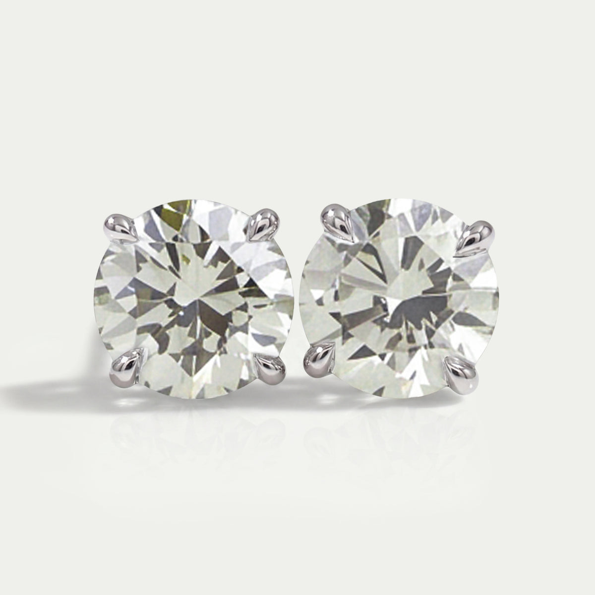 Round Shape Light Green Lab Diamond  Stud