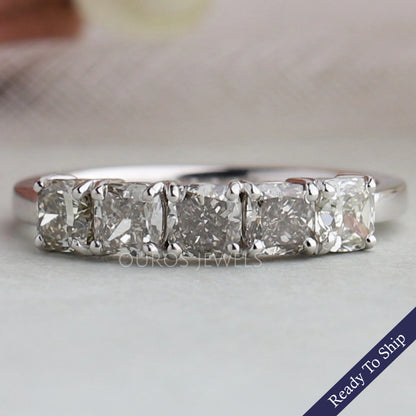 Olive Cushion Cut Wedding Band