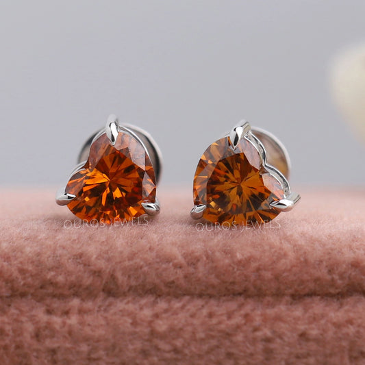 Red Heart Diamond Solitaire Stud Earrings Earring