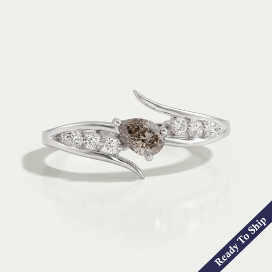 Olive Pear Diamond Bypass Ring