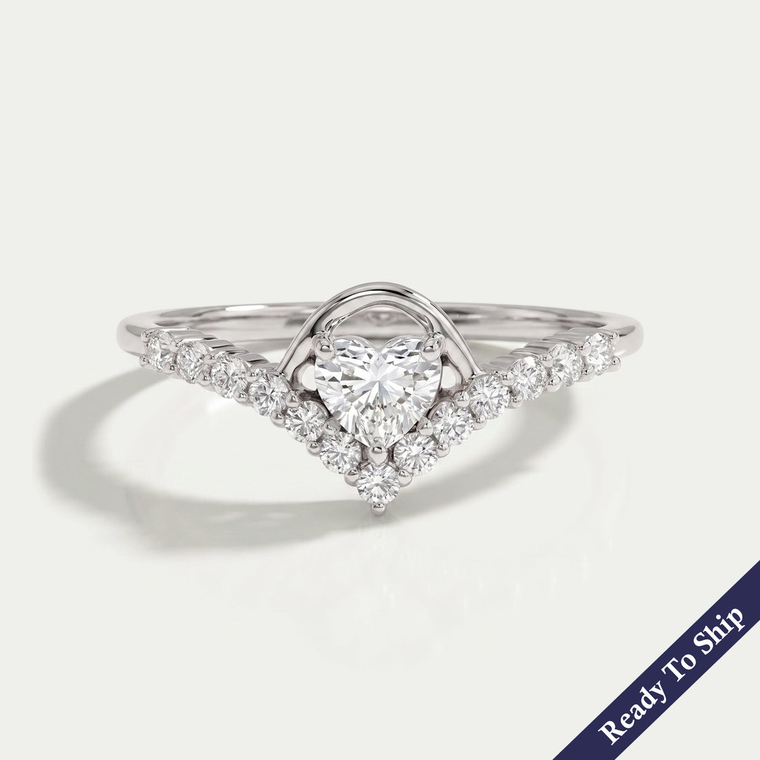 Heart Cut Lab Diamond Curved Ring