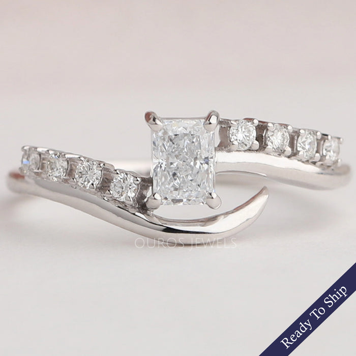 Radiant Cut Accent Diamond Wedding Ring