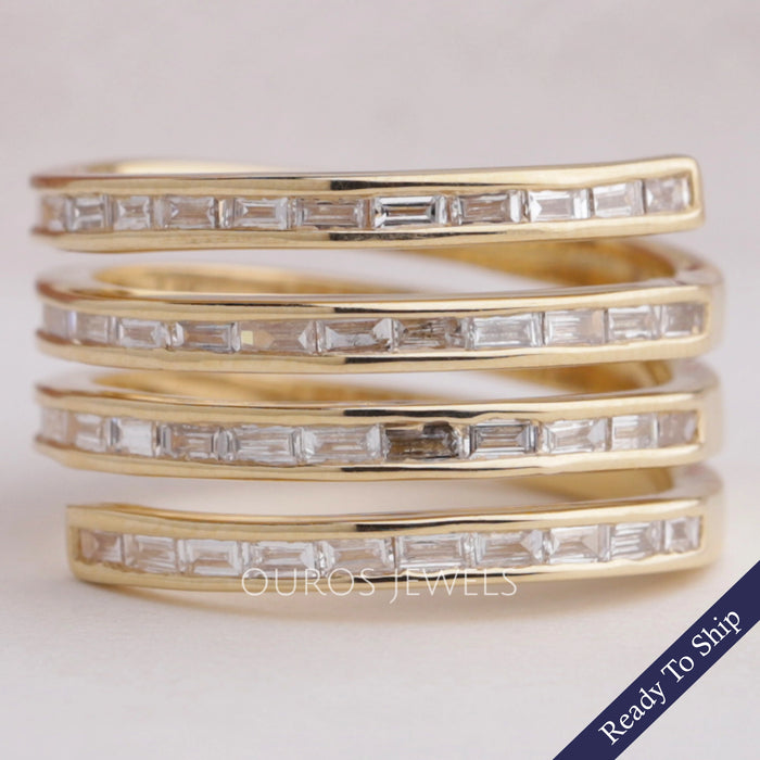 4 Row Baguette Diamond Wedding Band