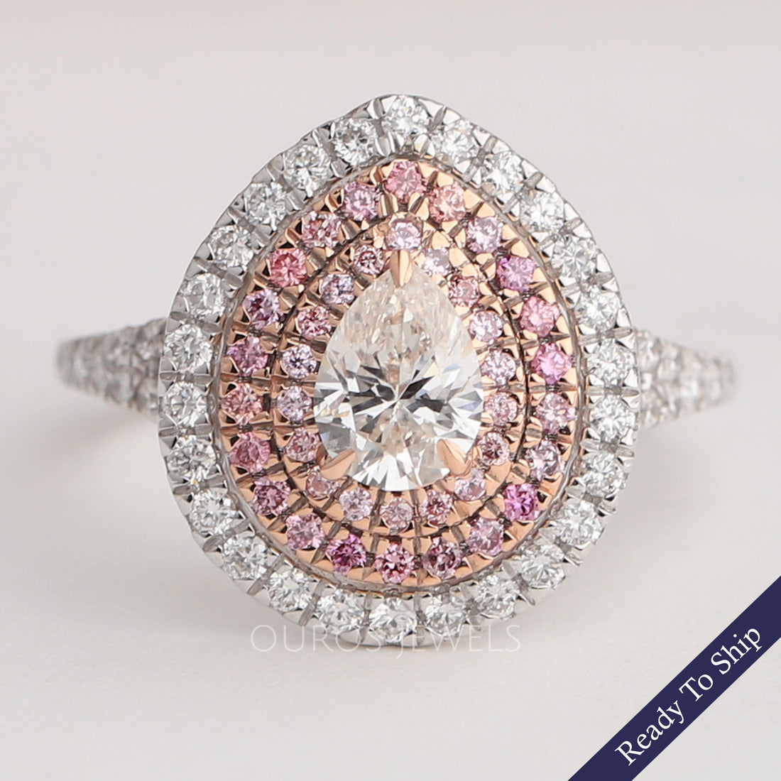 Pear Diamond Halo Engagement Ring