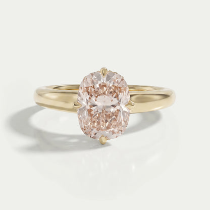 Fancy Intense Pink Cushion Cut Hidden Halo Ring Ring