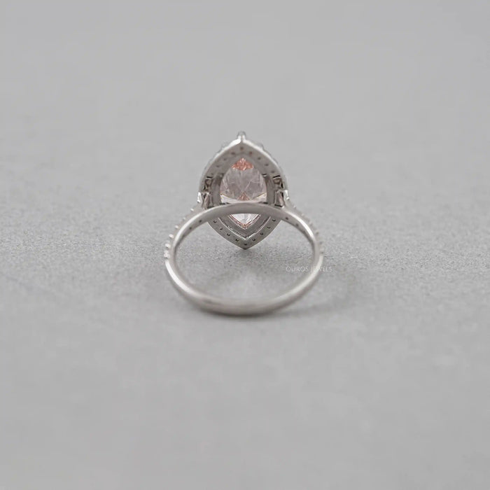 Pink Marquise Cut Halo With Accent Diamond Engagement Ring Rings