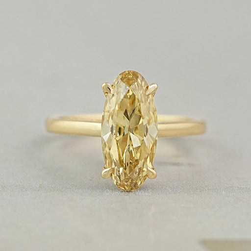 Fancy Yellow Old Mine Moval Cut Solitaire Engagement Ring Rings