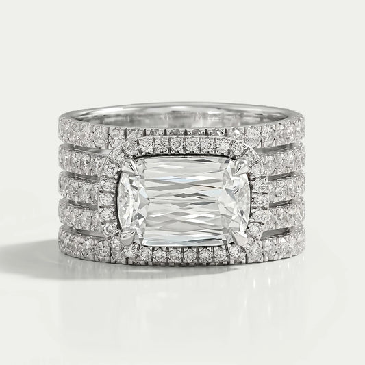 Five Row Ashoka Cut Lab Diamond Wedding Band Ring