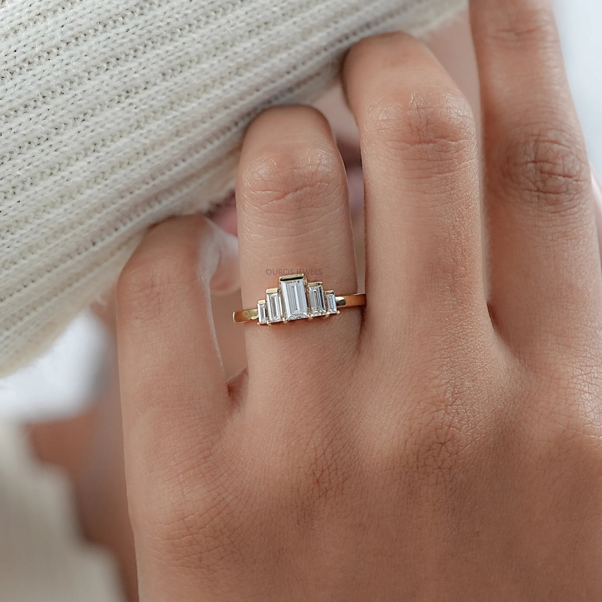 Baguette Cut Lab Grown Diamond Wedding Ring