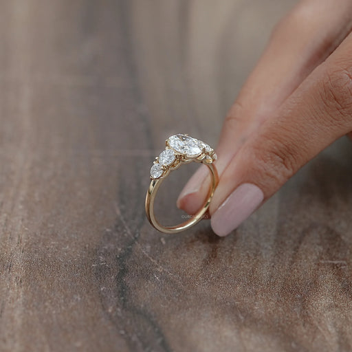 Five Stone Oval And Round Diamond Engagement Ring Rings