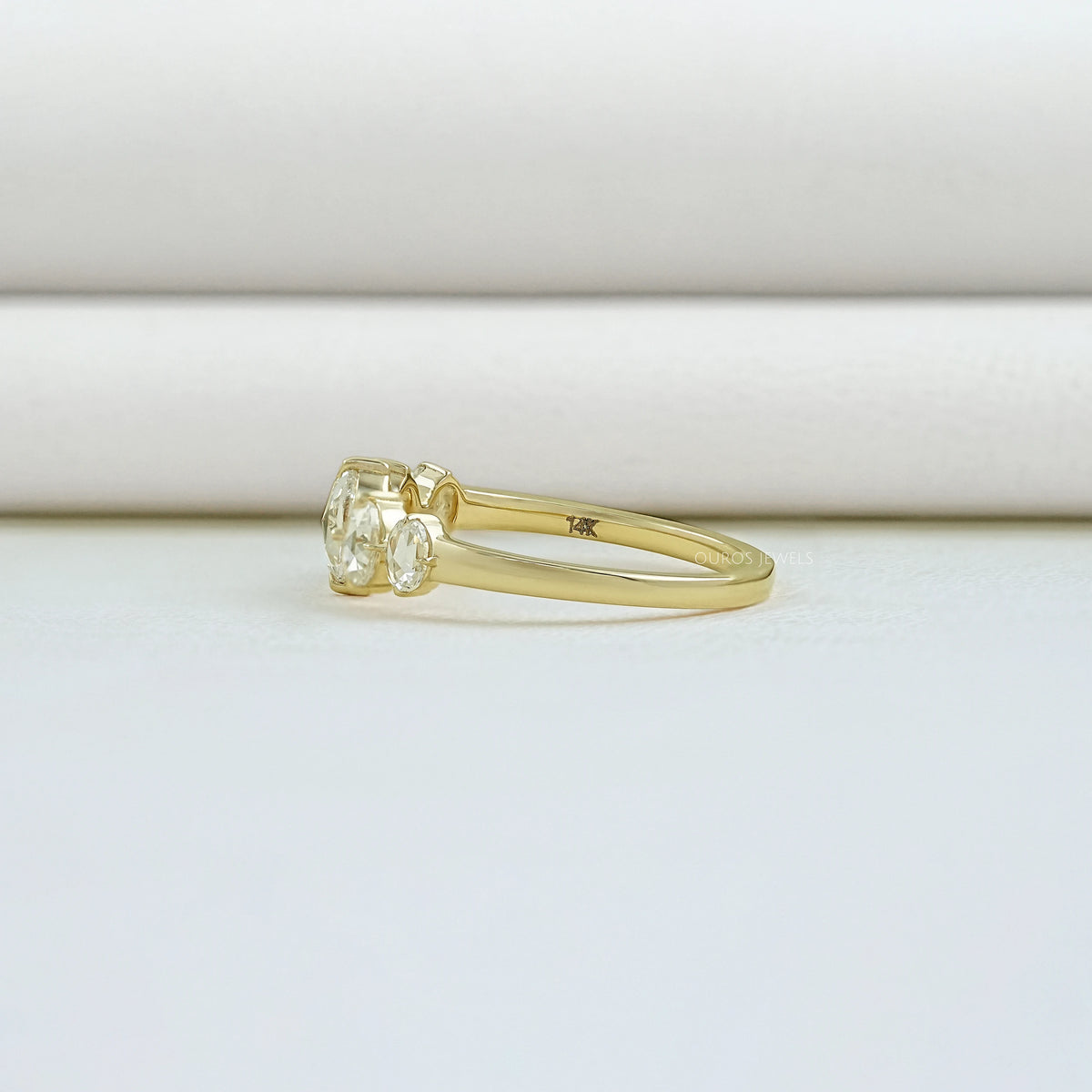 Five Stone Rose Cut Oval Diamond Ring